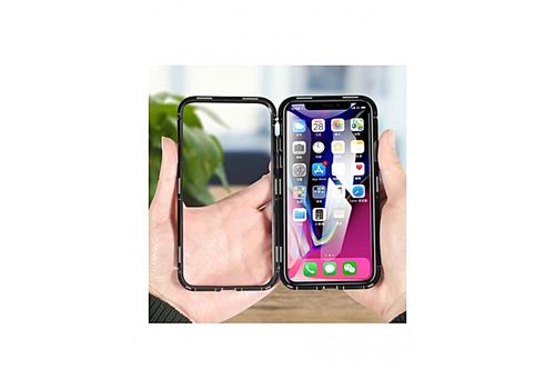 Coque pour iPhone XS MAX 360°,Avec Adsorption magnétique et Verre trempé,Noir + Transparent au meilleur prix au Maroc