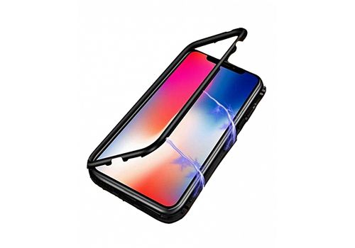 Coque pour iPhone XS MAX 360°,Avec Adsorption magnétique et Verre trempé,Noir + Transparent au meilleur prix au Maroc