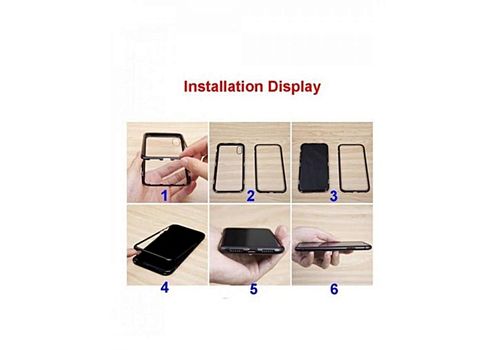 Coque pour iPhone XSR 360°,Avec Adsorption magnétique et Verre trempé,Noir + Transparent au meilleur prix au Maroc