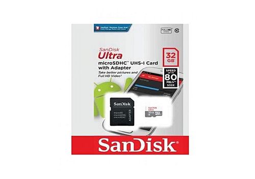 Sandisk Carte Memoire 32GB Ultra Micro SD Originale (SDXC) classe 10 - Vitesse 80MB speed + Adaptateur au meilleur prix au Maroc