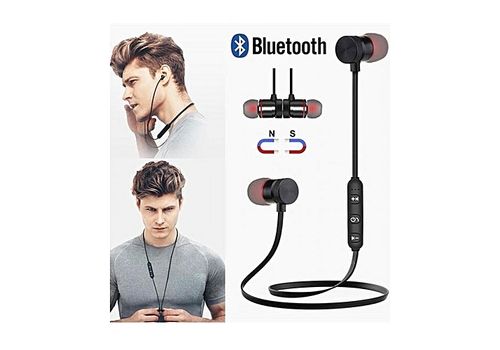 Écouteur bluetooth sport sans fil avec microphone - Noir au meilleur prix au Maroc