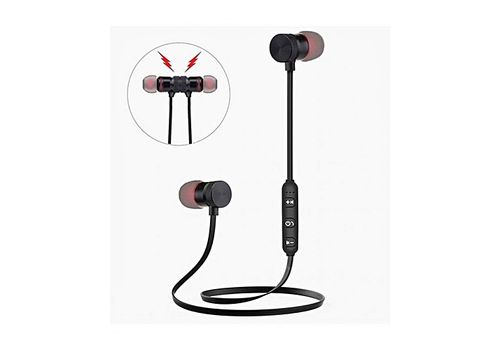 Écouteur bluetooth sport sans fil avec microphone - Noir au meilleur prix au Maroc