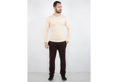 Pyjamas Col V -  Beige & Marron au meilleur prix au Maroc