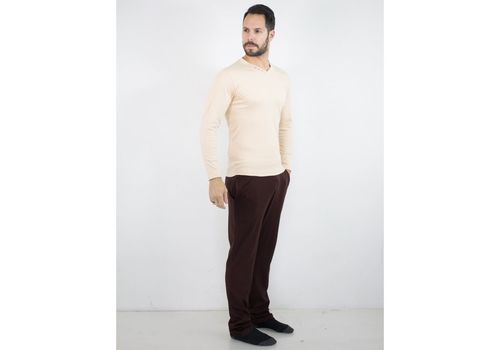 Pyjamas Col V -  Beige & Marron au meilleur prix au Maroc