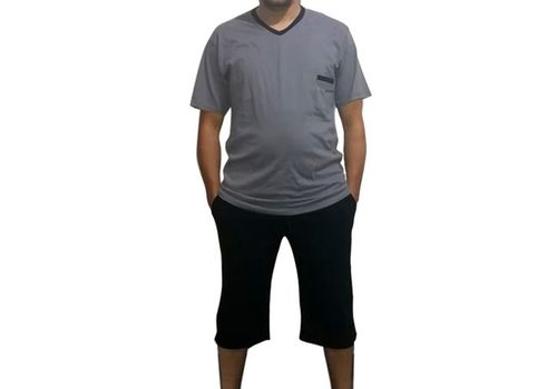 Pyjamas Hommes Col V MC Anthracite avec Short Noir au meilleur prix au Maroc