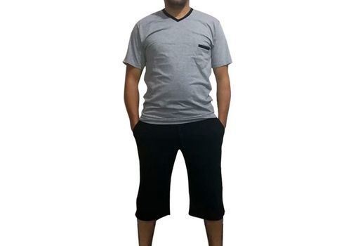 Pyjamas Hommes Col V Manche Courte avec Short Noir au meilleur prix au Maroc