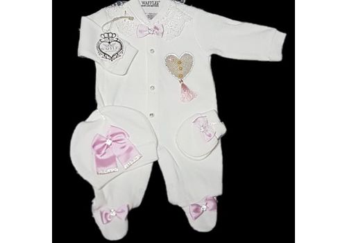 WAFFLE Turkey  , Pyjama Dors-bien de luxe en velours brodé en plus de gant et bonnet assortie au meilleur prix au Maroc