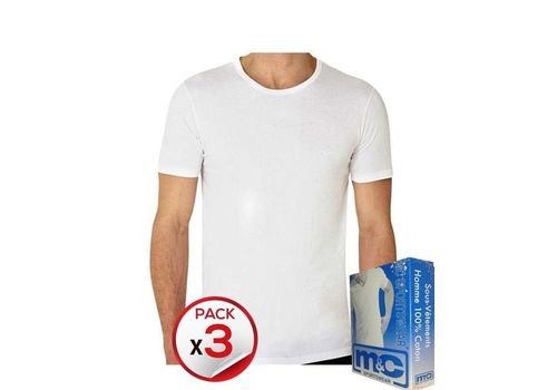 Pack x3 T-shirts Col R MC Blanc au meilleur prix au Maroc