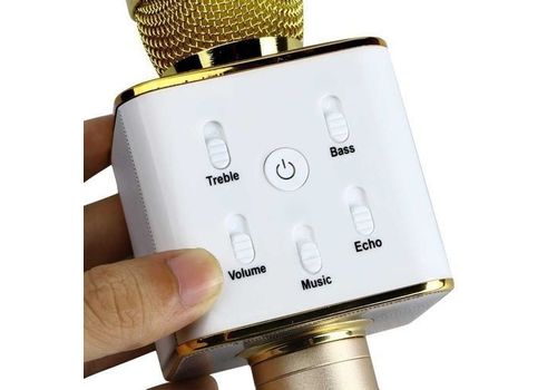 Microphone sans fil karaoké Bluetooth avec haut-parleur-Doré au meilleur prix au Maroc