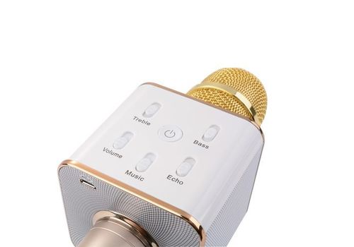 Microphone sans fil karaoké Bluetooth avec haut-parleur-Doré au meilleur prix au Maroc