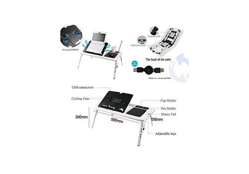 Table pliable pour PC Portable Réglable avec Ventilateur de Refroidissement Intégré au meilleur prix au Maroc