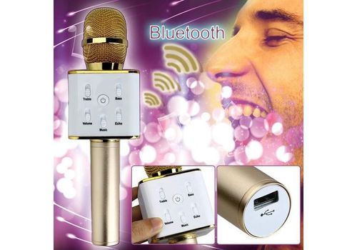 Microphone sans fil karaoké Bluetooth avec haut-parleur-Doré au meilleur prix au Maroc