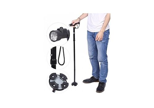 Magie Canne Pliante LED Lumière de Sécurité Bâton de Marche 4 Tête pivotant au meilleur prix au Maroc