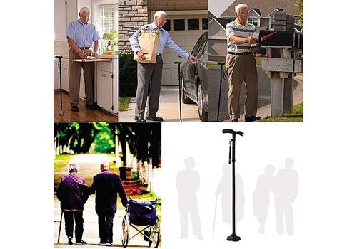 Magie Canne Pliante LED Lumière de Sécurité Bâton de Marche 4 Tête pivotant au meilleur prix au Maroc