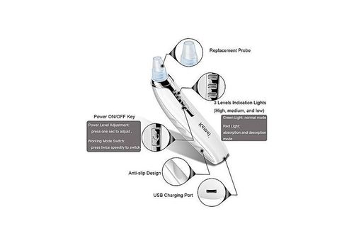 Aspirateur points noirs 6 en 1 - rechargeable - pour femmes et hommes - blanc - Qualité Supérieur au meilleur prix au Maroc