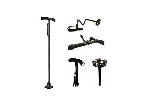 Magie Canne Pliante LED Lumière de Sécurité Bâton de Marche 4 Tête pivotant au meilleur prix au Maroc