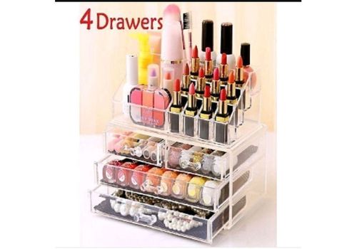 Boite de rangement pour cosmétiques, maquillage et bijoux, à tiroirs en acrylique transparent au meilleur prix au Maroc