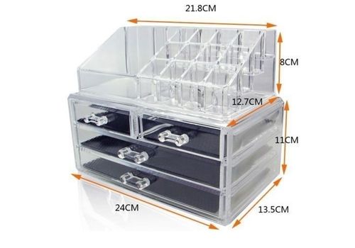 Boite de rangement pour cosmétiques, maquillage et bijoux, à tiroirs en acrylique transparent au meilleur prix au Maroc