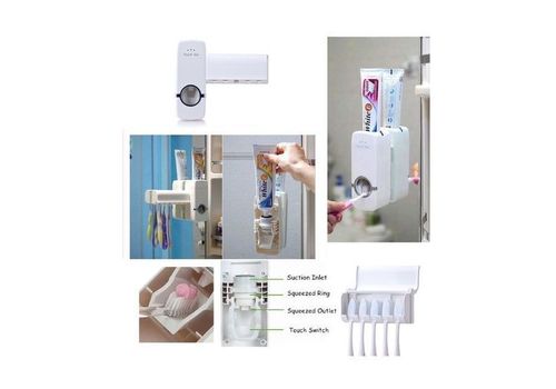 Distributeur Automatique Dentifrice avec Porte Brosse à Dent Collé au Mur au meilleur prix au Maroc